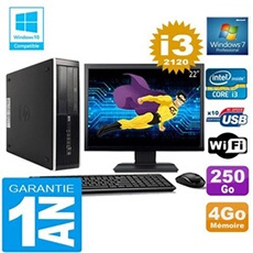 Pc compaq 8300 sff core i3-2120 ram 4go disque 250 go wifi w7 ecran 22'