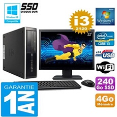 Pc compaq 8300 sff core i3-2120 ram 4go disque 240 go ssd wifi w7 ecran 22'