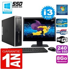 Pc compaq 8300 sff core i3-2120 ram 8go disque 240 go ssd wifi w7 ecran 19'