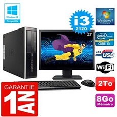 Pc compaq 8300 sff core i3-2120 ram 8go disque 2 to wifi w7 ecran 22'