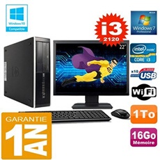 Pc compaq 8300 sff core i3-2120 ram 16go disque 1 to wifi w7 ecran 22'