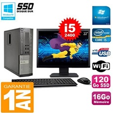 Pc 990 sff core i5-2400 ram 16go disque 120go ssd graveur wifi w7 ecran 22'