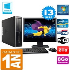Pc compaq 8300 sff core i3-3220 ram 8go disque 2 to wifi w7 ecran 19'