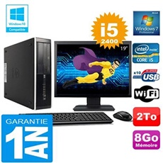 Pc compaq 8300 sff core i5-2400 ram 8go disque 2 to wifi w7 ecran 19'