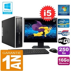 Pc compaq 8300 sff core i5-2400 ram 16go disque 250 go wifi w7 ecran 22'