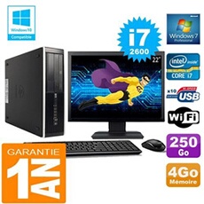 Pc compaq 8300 sff core i7-2600 ram 4go disque 250 go wifi w7 ecran 22'