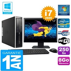 Pc compaq 8300 sff core i7-2600 ram 8go disque 250 go wifi w7 ecran 19'