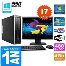 Pc compaq 8300 sff core i7-3770 ram 4go disque 480 go ssd wifi w7 ecran 19'