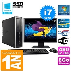Pc compaq 8300 sff core i7-3770 ram 8go disque 480 go ssd wifi w7 ecran 19'