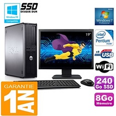 Pc 780 dt intel e5300 ram 8go disque 240 go ssd wifi w7 ecran 19'