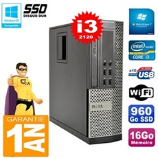 Pc 990 sff core i3-2120 ram 16go disque 960go ssd graveur wifi w7