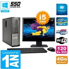 Pc 990 sff core i5-2400 ram 4go disque 120go ssd graveur wifi w7 ecran 19'