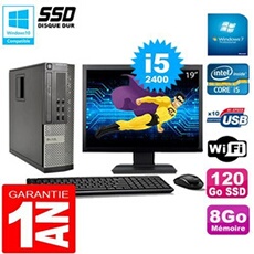 Pc 990 sff core i5-2400 ram 8go disque 120go ssd graveur wifi w7 ecran 19'