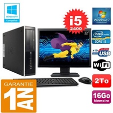 Pc compaq 8300 sff core i5-2400 ram 16go disque 2 to wifi w7 ecran 22'