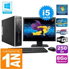 Pc compaq 8300 sff core i5-3470 ram 8go disque 250 go wifi w7 ecran 22'