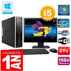 Pc compaq 8300 sff core i5-3470 ram 16go disque 2 to wifi w7 ecran 22'