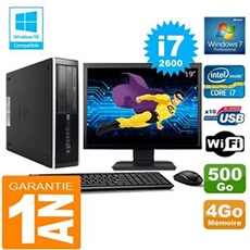 Pc compaq 8300 sff core i7-2600 ram 4go disque 500 go wifi w7 ecran 19'