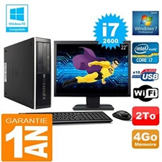 Pc compaq 8300 sff core i7-2600 ram 4go disque 2 to wifi w7 ecran 22'
