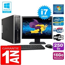 Pc compaq 8300 sff core i7-2600 ram 16go disque 250 go wifi w7 ecran 19'