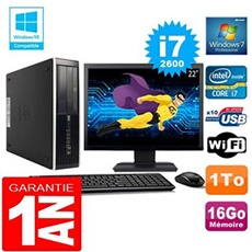 Pc compaq 8300 sff core i7-2600 ram 16go disque 1 to wifi w7 ecran 22'