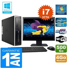 Pc compaq 8300 sff core i7-3770 ram 4go disque 500 go wifi w7 ecran 22'