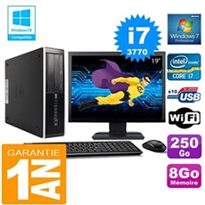 Pc compaq 8300 sff core i7-3770 ram 8go disque 250 go wifi w7 ecran 19'