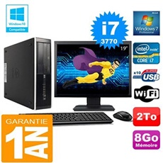 Pc compaq 8300 sff core i7-3770 ram 8go disque 2 to wifi w7 ecran 19'