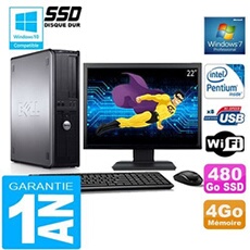 Pc 780 dt intel e5300 ram 4go disque 480 go ssd wifi w7 ecran 22'