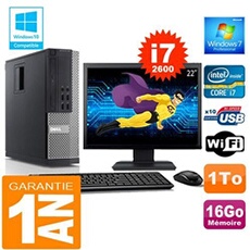 Pc 990 sff core i7-2600 ram 16go disque 1 to wifi w7 ecran 22'