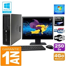 Pc compaq 6005 pro sff amd phenom ii ram 4go disque 250 go wifi w7 ecran 22'