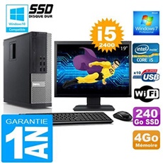 Pc 990 sff core i5-2400 ram 4go disque 240 go ssd wifi w7 ecran 19'
