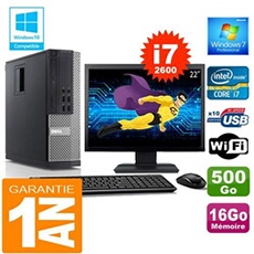 Pc 990 sff core i7-2600 ram 16go disque 500 go wifi w7 ecran 22'