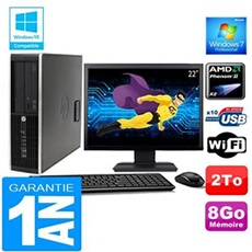 Pc compaq 6005 pro sff amd phenom ii ram 8go disque 2 to wifi w7 ecran 22'