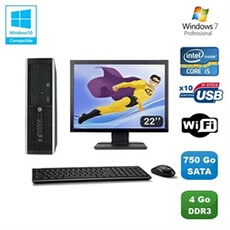 PC De Bureau HP PC HP Compaq 8100 Elite Sff Intel Core i5 650 3.2Ghz 4Go 750Go Hdd Ecran 22 WiFi Windows 7