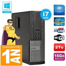 Pc optiplex 9010 sff core i7-2600 ram 16go disque 2to graveur dvd wifi w7