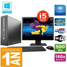 Pc elitedesk 800 g1 sff core i5-4570 16go disque 500 go wifi w7 ecran 22'