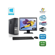 PC De Bureau Dell Lot PC Dell Optiplex 790 Sff Intel G840 2.8Ghz 16Go 160Go WiFi W7 Pro + Ecran 22