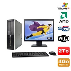 Pc De Bureau Hp Lot Pc Hp Compaq 6005 Pro Sff Amd 3Ghz 4Go 2To Graveur Wifi Windows Xp + 22"