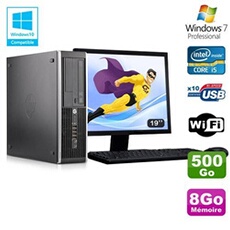 Pc elite 8300 sff i5-3470 3.2ghz 8go 500go graveur wifi w7 ecran 19'