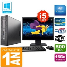 Pc elitedesk 800 g1 sff core i5-4570 16go disque 500 go wifi w7 ecran 19'