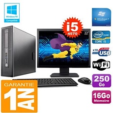 Pc elitedesk 800 g1 sff core i5-4570 16go disque 250 go wifi w7 ecran 22'