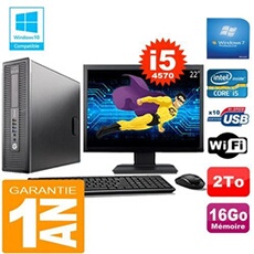 Pc elitedesk 800 g1 sff core i5-4570 16go disque 2 to wifi w7 ecran 22'