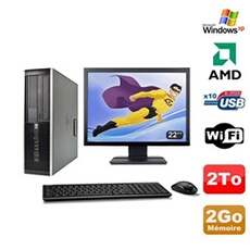 PC De Bureau HP Lot PC HP Compaq 6005 Pro Sff Amd 3Ghz 2Go 2To Graveur WiFi Windows Xp + 22"