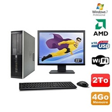 PC De Bureau HP Lot PC HP Compaq 6005 Pro Sff Amd 3Ghz 4Go 2To Graveur WiFi Win 7 Pro + 22"
