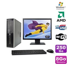 PC De Bureau HP Lot PC HP Compaq 6005 Pro Sff Amd 3Ghz 8Go 250Go Graveur WiFi Win 7 Pro + 17"
