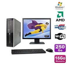 PC De Bureau HP Lot PC HP Compaq 6005 Pro Sff Amd 3Ghz 16Go 250Go Graveur WiFi Win 7 Pro + 17"