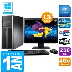 Pc tour compaq 8200 core i3-2120 ram 4go disque 250 go wifi w7 ecran 22'
