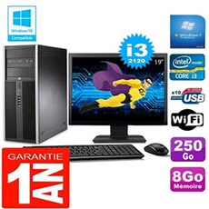Pc tour compaq 8200 core i3-2120 ram 8go disque 250 go wifi w7 ecran 19'