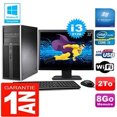 Pc tour compaq 8200 core i3-2120 ram 8go disque 2 to wifi w7 ecran 22'