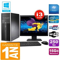 Pc tour compaq 8200 core i3-2120 ram 16go disque 250 go wifi w7 ecran 22'